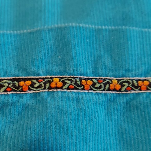 Vintage Corduroy Aqua Mini Dress with Trim - Great for Halloween! - Picture 3 of 4